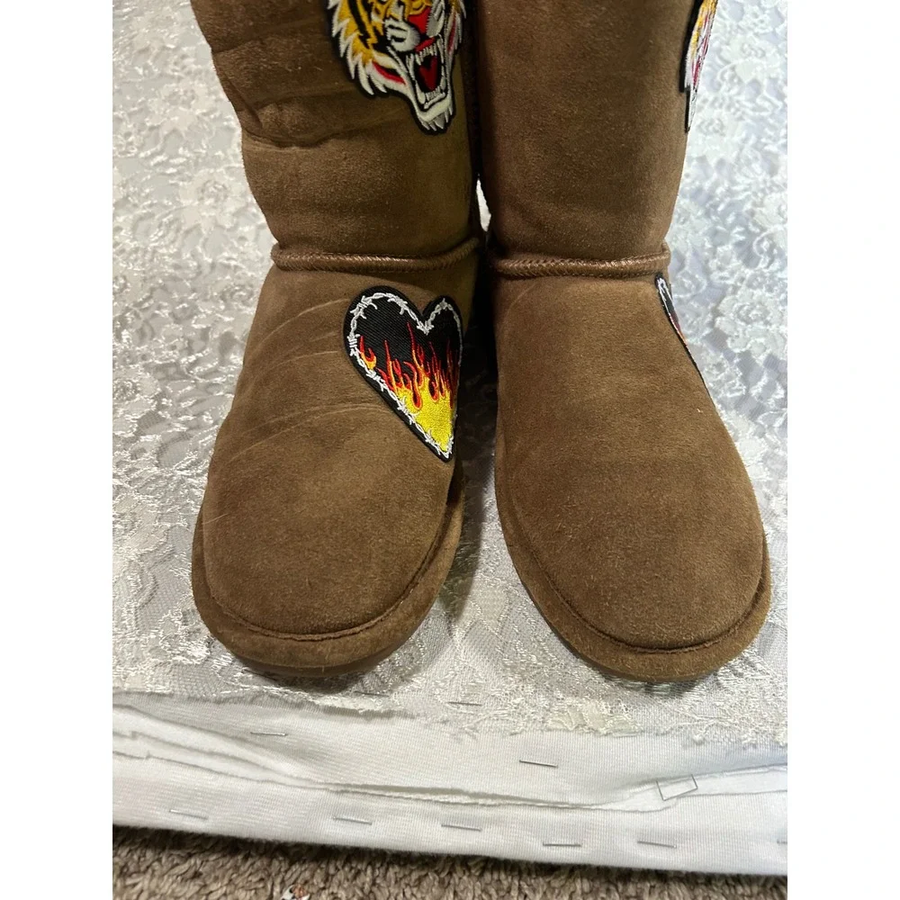 Bearpaw Suede Handmade Patch Boots 7 Boho Grunge Eclectic Y2K Festival